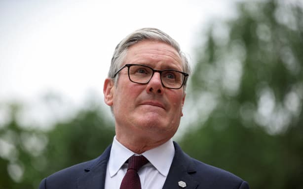 British Prime Minister Keir Starmer attends a meeting with the Swiss president on the sidelines of the G7 summit, in Evian, eastern France, June 16, 2026. A G7 summit will take place from June 15-17 in the French town of Evian-les-Bains, near Switzerland, and it will bring together the countries' leaders as well as the EU foreign policy chief and ministers from Brazil, Canada, the Arab Emirates United States and Turkey. (Photo by Isabel Infantes / POOL / AFP)