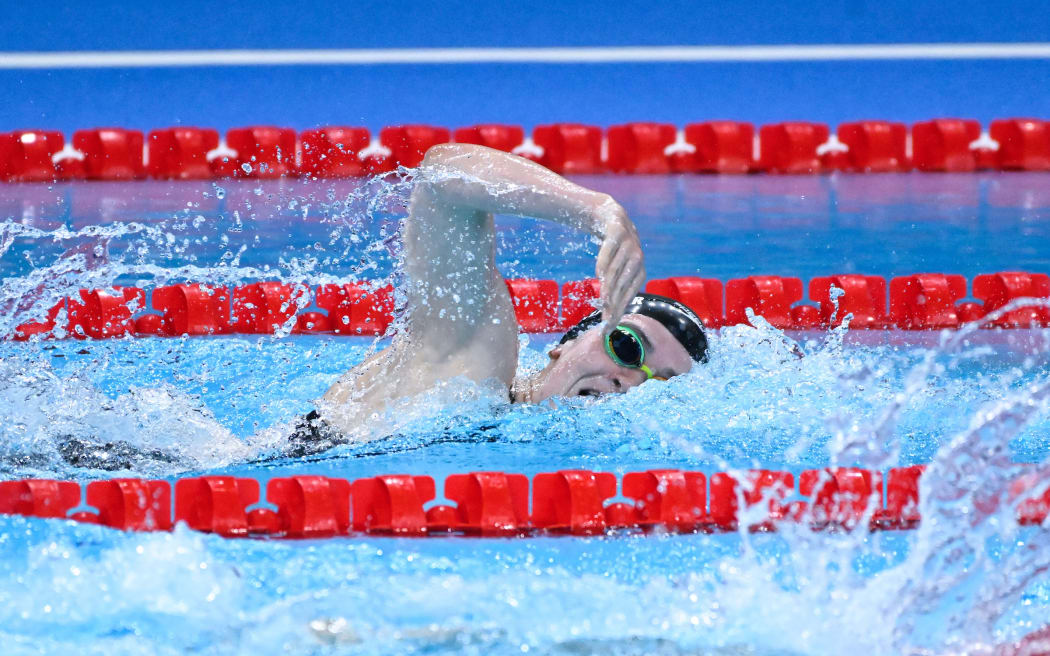 Erika Fairweather ( NZL ) during the 2024 Olympics Games Swimming 200 m freestyle at Paris La Defense Arena on July 29, 2024 in Paris, France. ( Photo by federico pestellini / DPPI / Panoramic )
