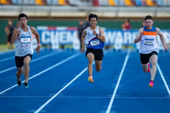 Kiwi sprinter Hayato Yoneto (centre) is raising funds to compete at the upcoming Pacific Games held in Solomon Islands this year