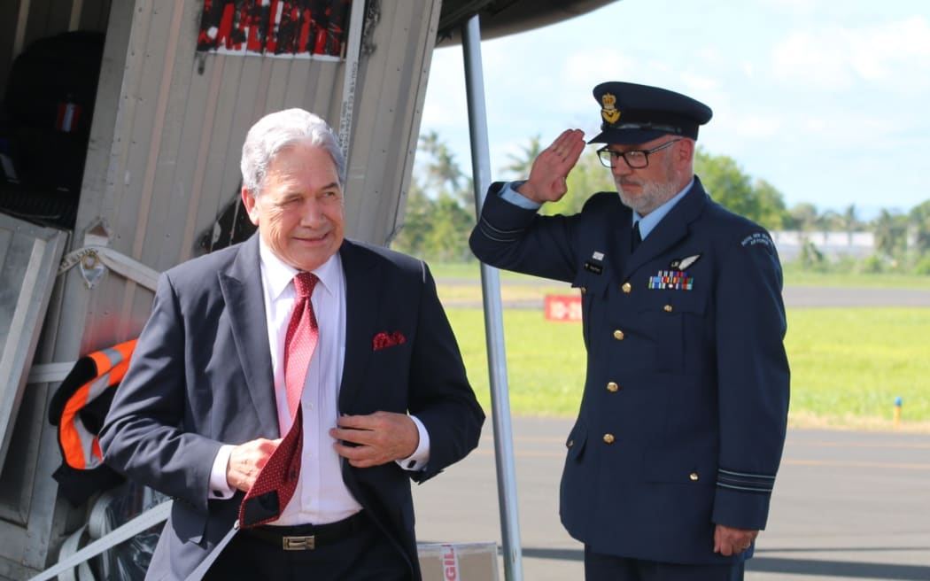 Winston Peters arrives in Suva, Fiji, for a bilateral meeting with Fijian PM Sitiveni Rabuka.