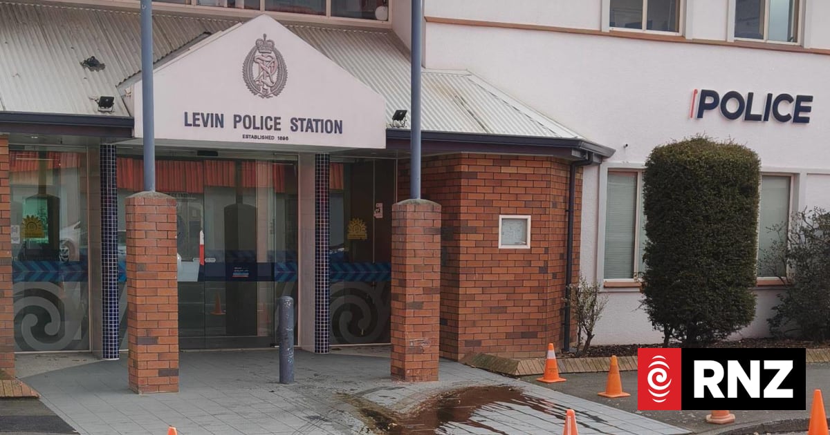 Vehicle hits bollard outside Levin police station