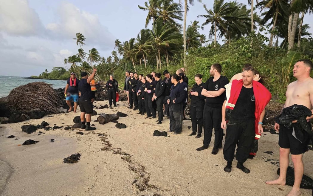 Samoa Fire and Emergency Services teams worked to rescue the Manawanui crew, 6 October 2024.