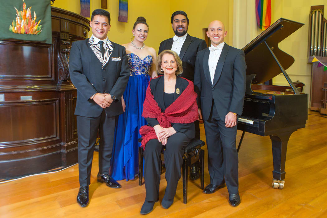 Lexus finalists Felipe Manu, Madison Nonoa, Benson Wilson, Tavis Gravatt with Judge Yvonne Kenny (seated)