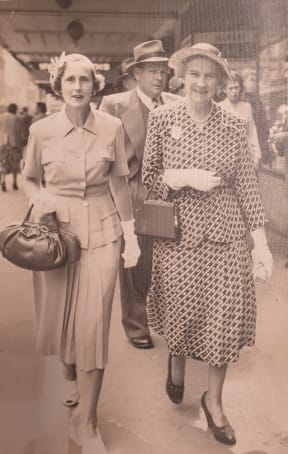 Muriel Harrison [R] died in the Erebus plane crash