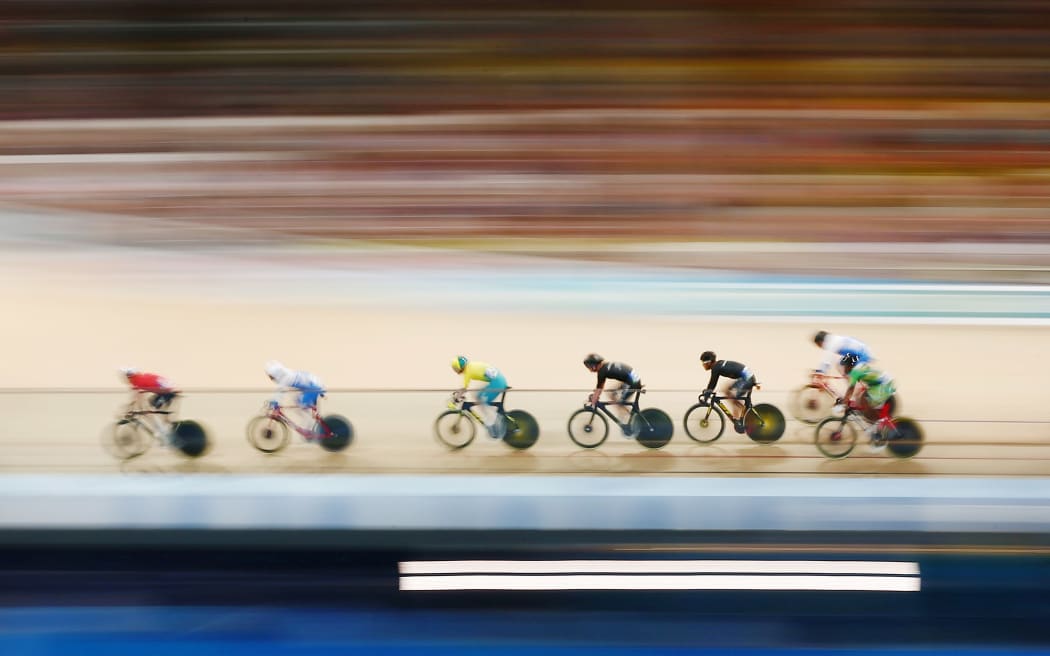 The Men's 40km Points Race Final. Gold Coast 2018 Commonwealth Games, Track Cycling, Anna Meares Velodrome, Brisbane, Australia. 8 April 2018
