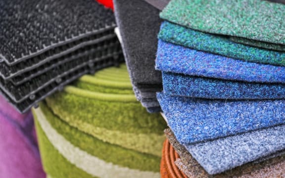 Different samples of carpets, closeup