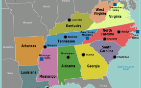Map of US southern states