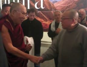 The Dalai Lama arriving at Christchurch Airport.