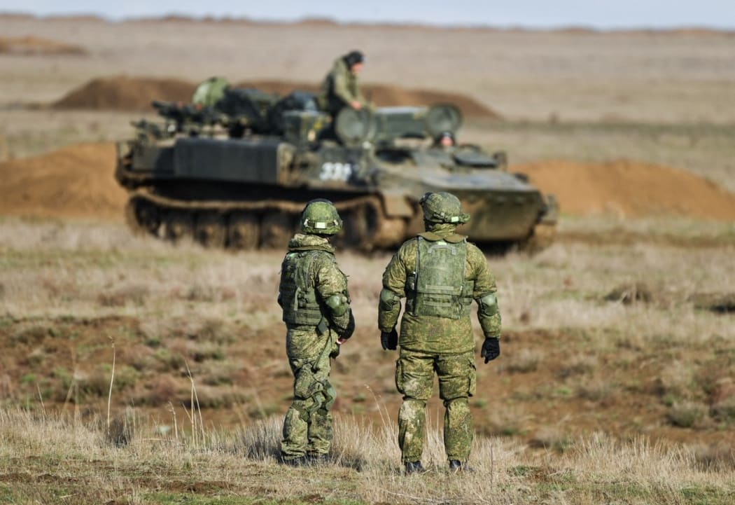 Servicemen of the Guards anti-aircraft missile Regiment take part in a drills held by units of the Novorossiysk guards mountain air assault division of the Russian Airborne Troops at Opuk range, Crimea, Russia.