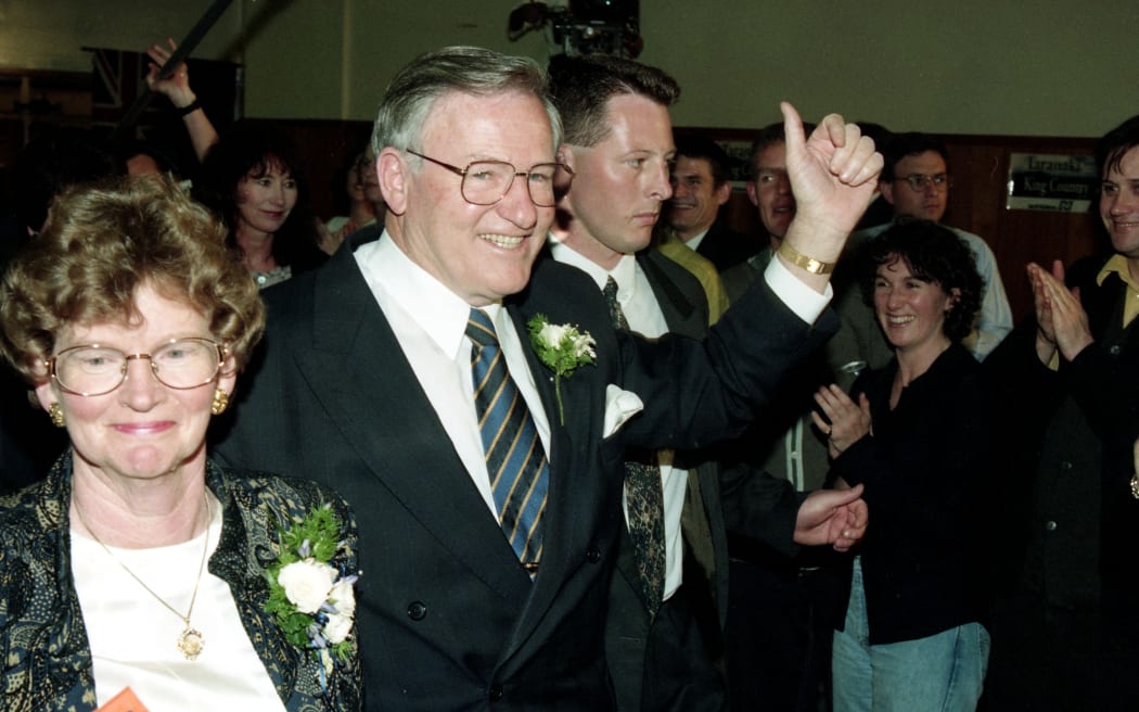 Jim Bolger on election night, 1996.