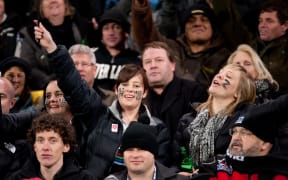 All Blacks fans revel after an All Blacks try against South Africa at the then-Westpac Stadium, in 2011.