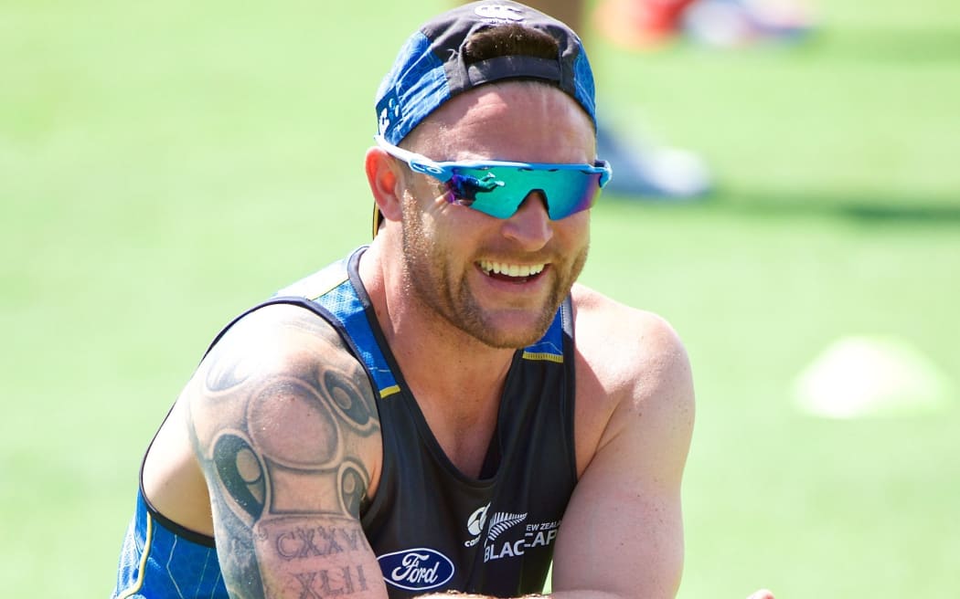 The Black Caps captain Brendon McCullum laughs during training before the 2nd test against Australia in Perth.