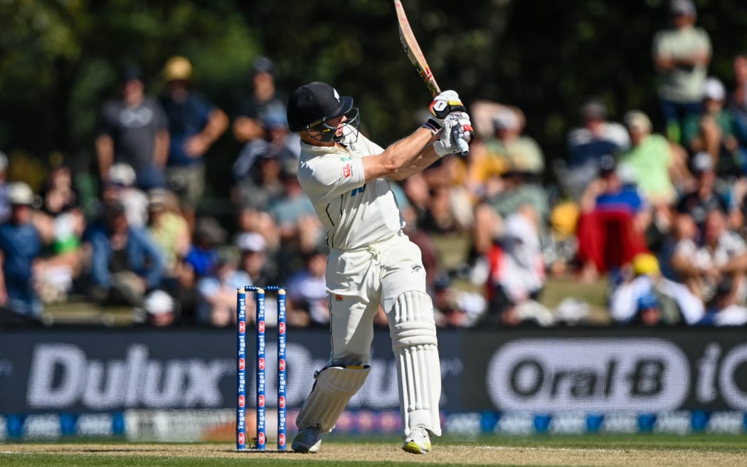 New Zealand's Scott Kuggeleijn in action during the second Test against Australia at Hagley Oval.
