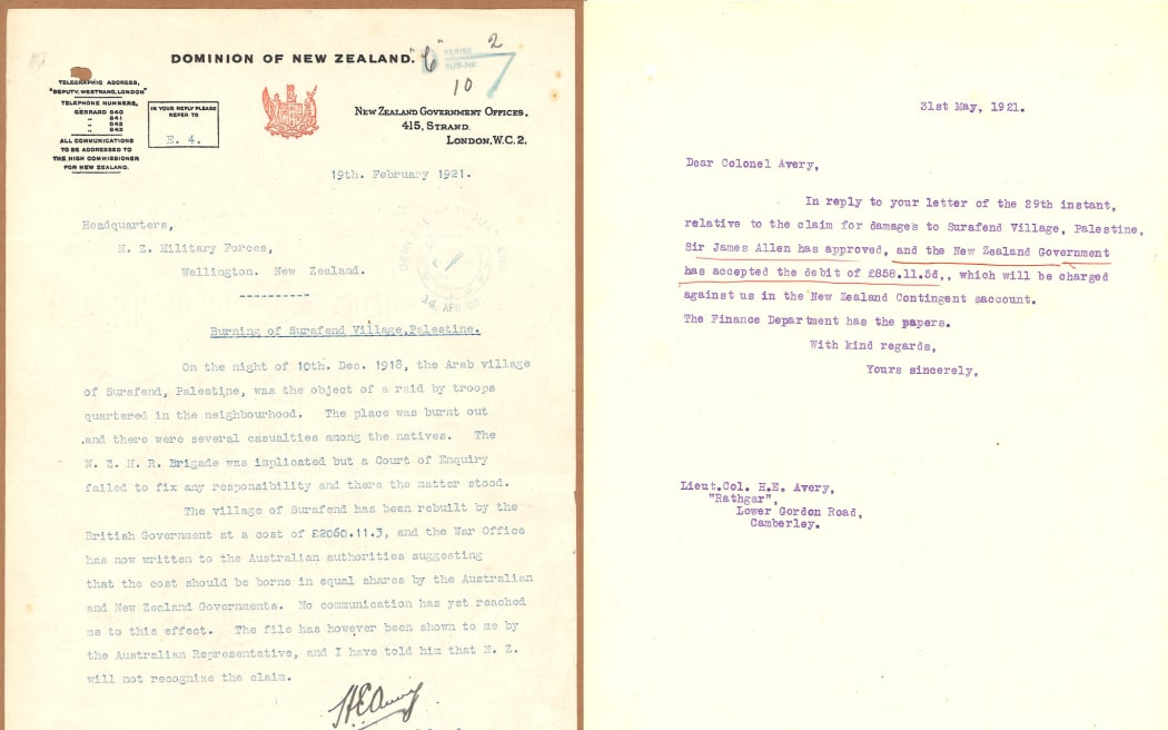 Documents relating to the Surafend massacre and payments to reconstruct the village of Surafend in the 1920s
