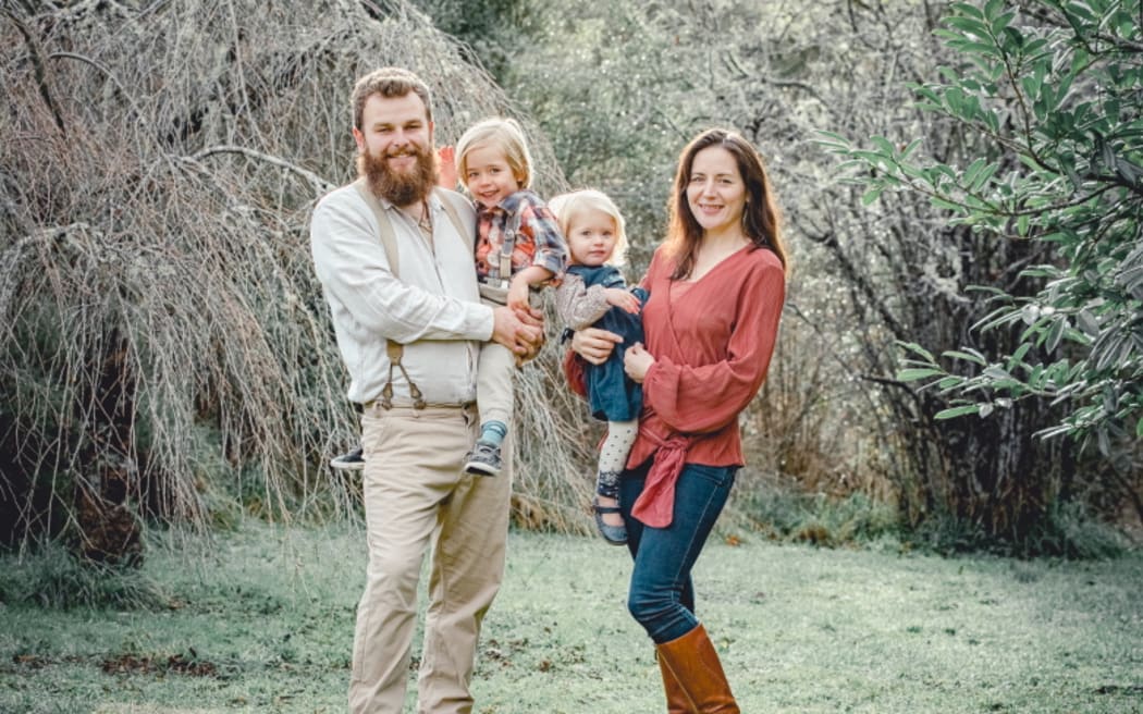 Motueka mushroom growers Mihau and Valetta Sówka with their children