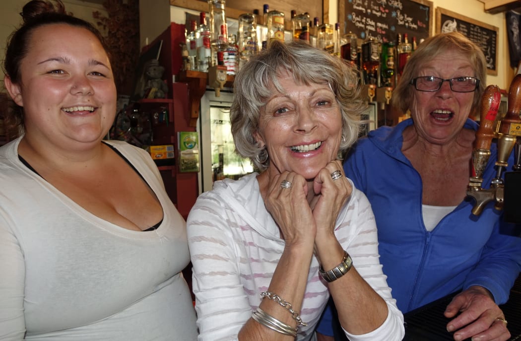 Savannah Smart, left, Dreana Bowman centre and Jacqui Ludlow of the Belgrove Tavern near the Spooners Tunnel,