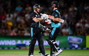 Daryl Mitchell and Glenn Phillips put on 139 in the fourth T20 in Christchurch.