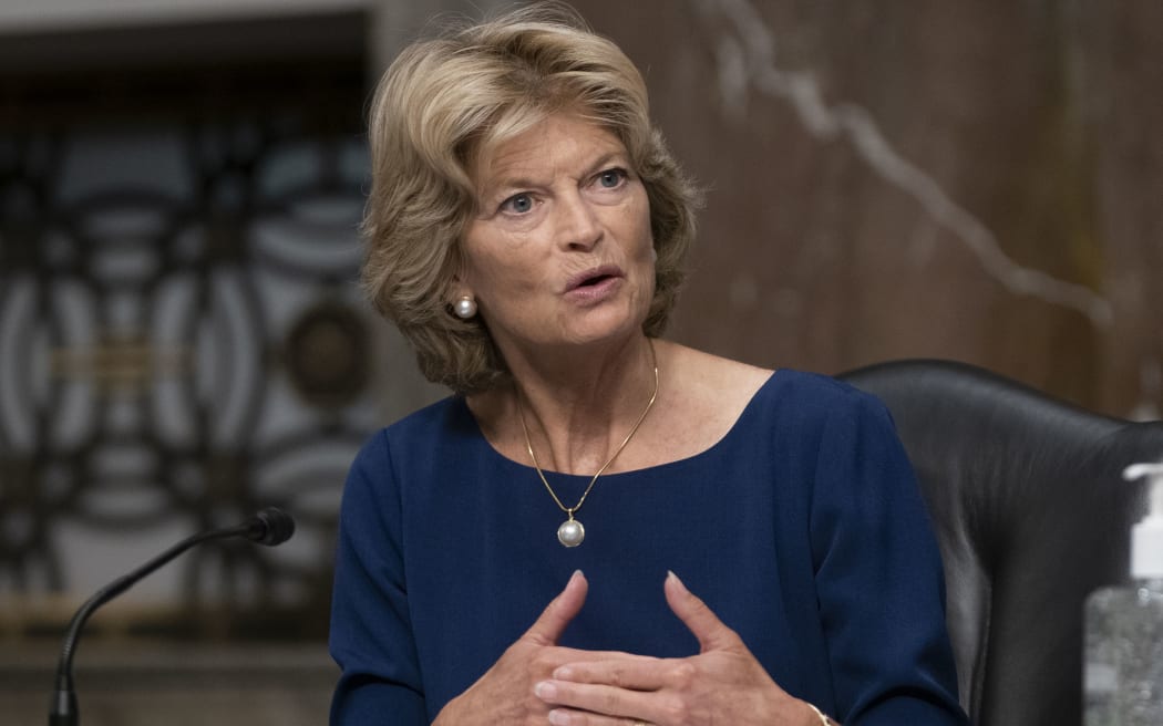 Senator Lisa Murkowski(R-AK) asks a question during a US Senate Senate Health, Education, Labor, and Pensions Committee hearing to examine covid-19, focusing on an update on the federal response in Washington, DC,