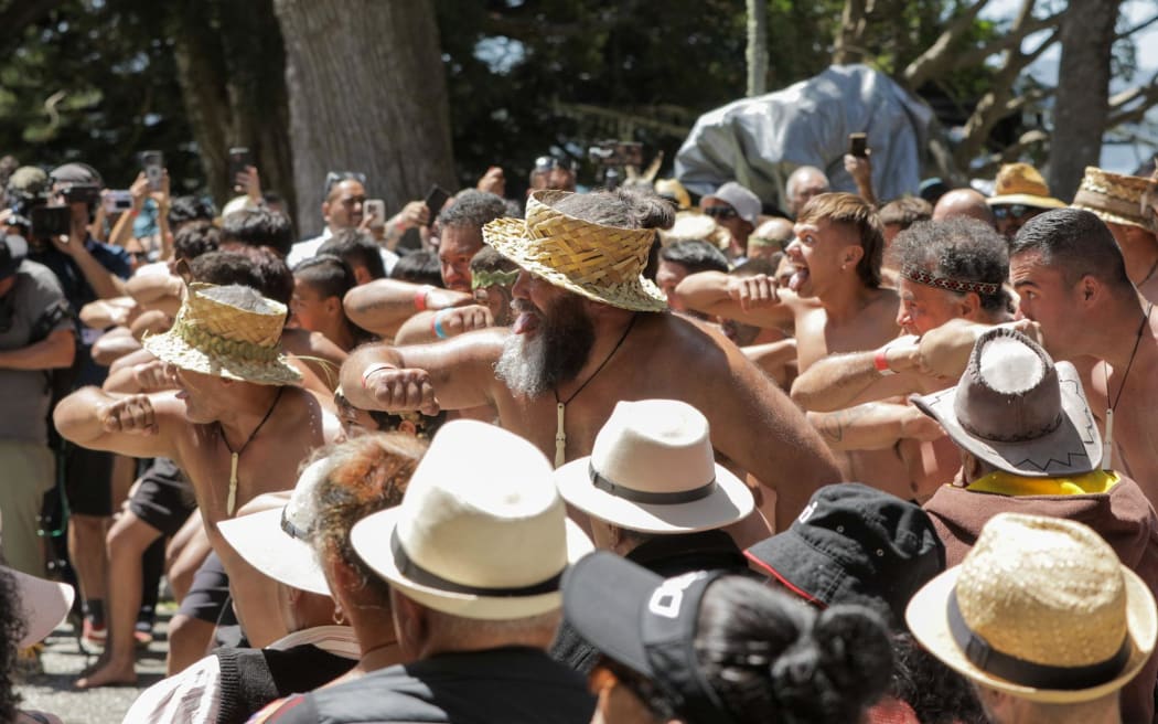 A group is now performing a haka in support of Shane Jones.