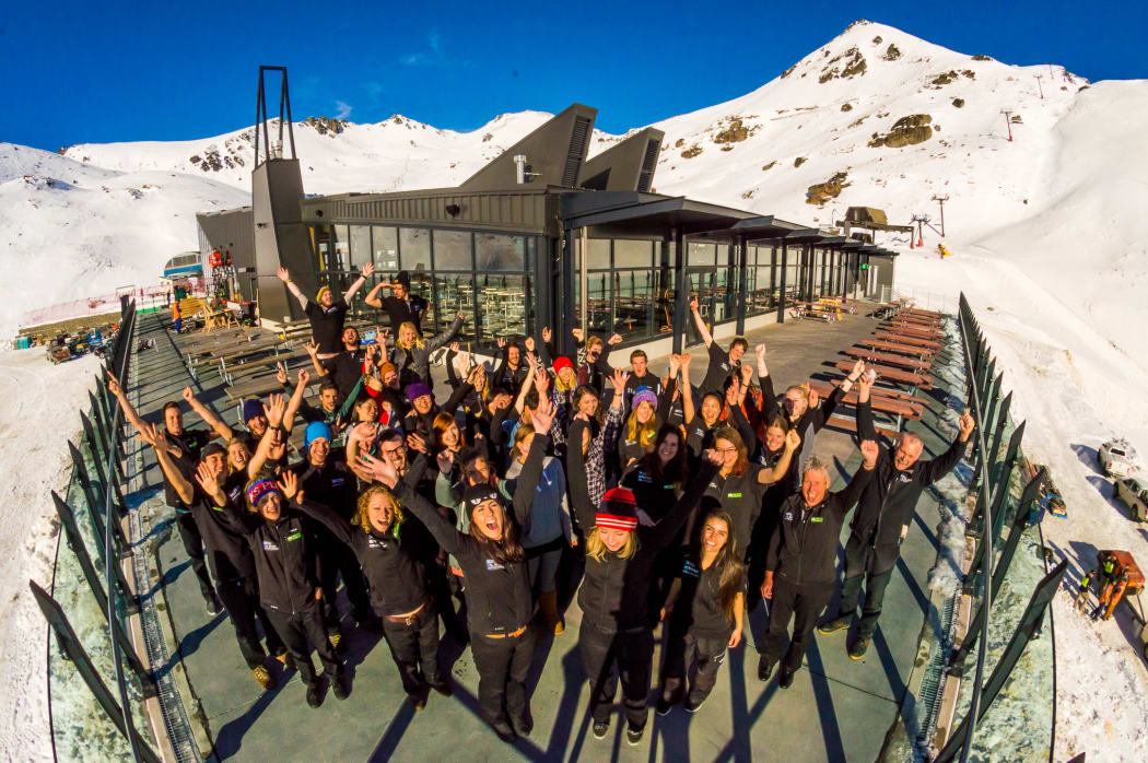 Staff at the Remarkables ski field, which will open on Saturday.