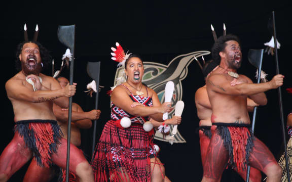 Nga Tumanako performing on the morning of day 3 of Te Matatini, the national kapa haka festival.
