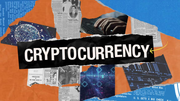 The headline cryptocurrency and images relating to currency.
