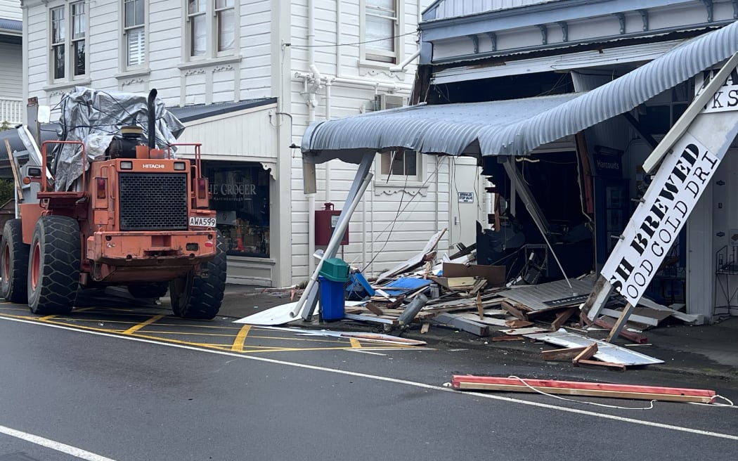 The aftermath of a digger attack on Kitchener's Cafe in Martinborough , Wairarapa.