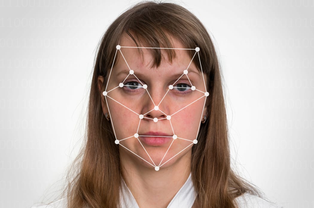 Woman face recognition - biometric verification concept