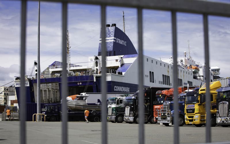 A Bluebridge Cook Strait Ferry has a small hole in its hull after it hit a wharf in Wellington on 8 November, 2023.