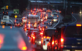 Traffic backed up in Wellington after train wagons derailed yesterday.