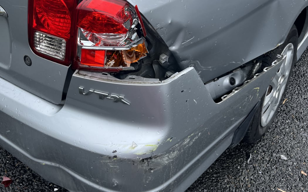 Laura Nalder's parked car was hit by a passing bus in Churton Park, Welli.gton