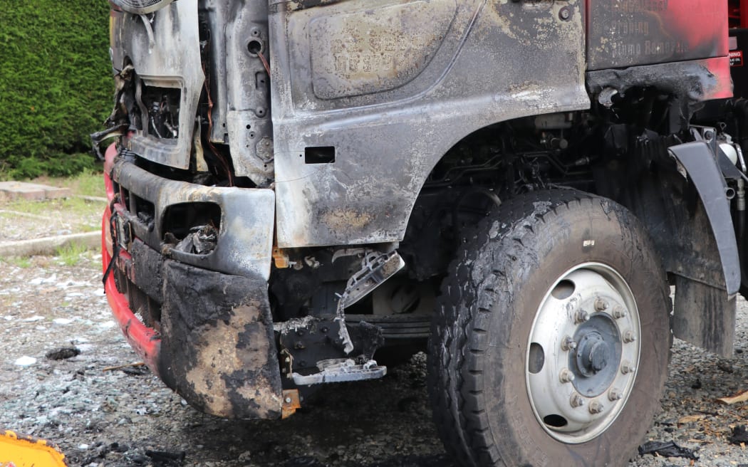 A truck burned out in a suspicious fire in Invercargill, December 2025.