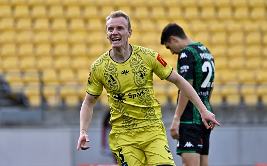 Nicholas Pennington celebrates scoring a goal.