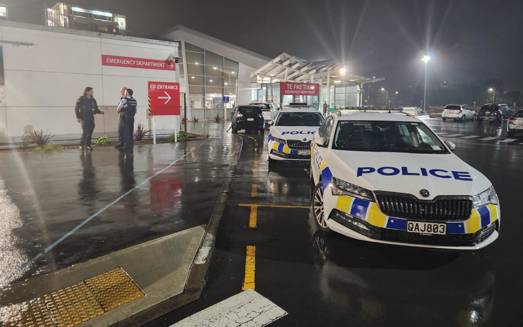 Police outside Wellington Hospital after reports of a firearm being discharged.