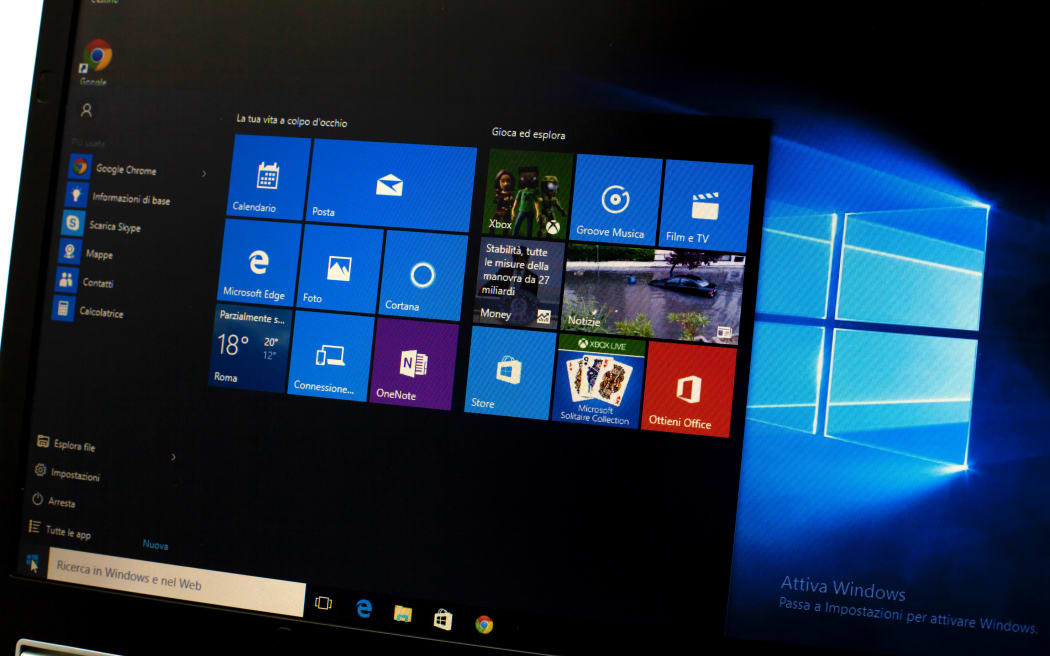 Microsoft Windows 10 on a laptop