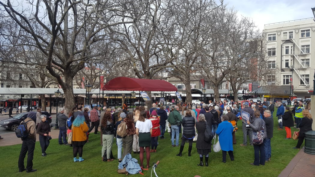 Mackenzie Basin Protest in Dunedin's Octagon.