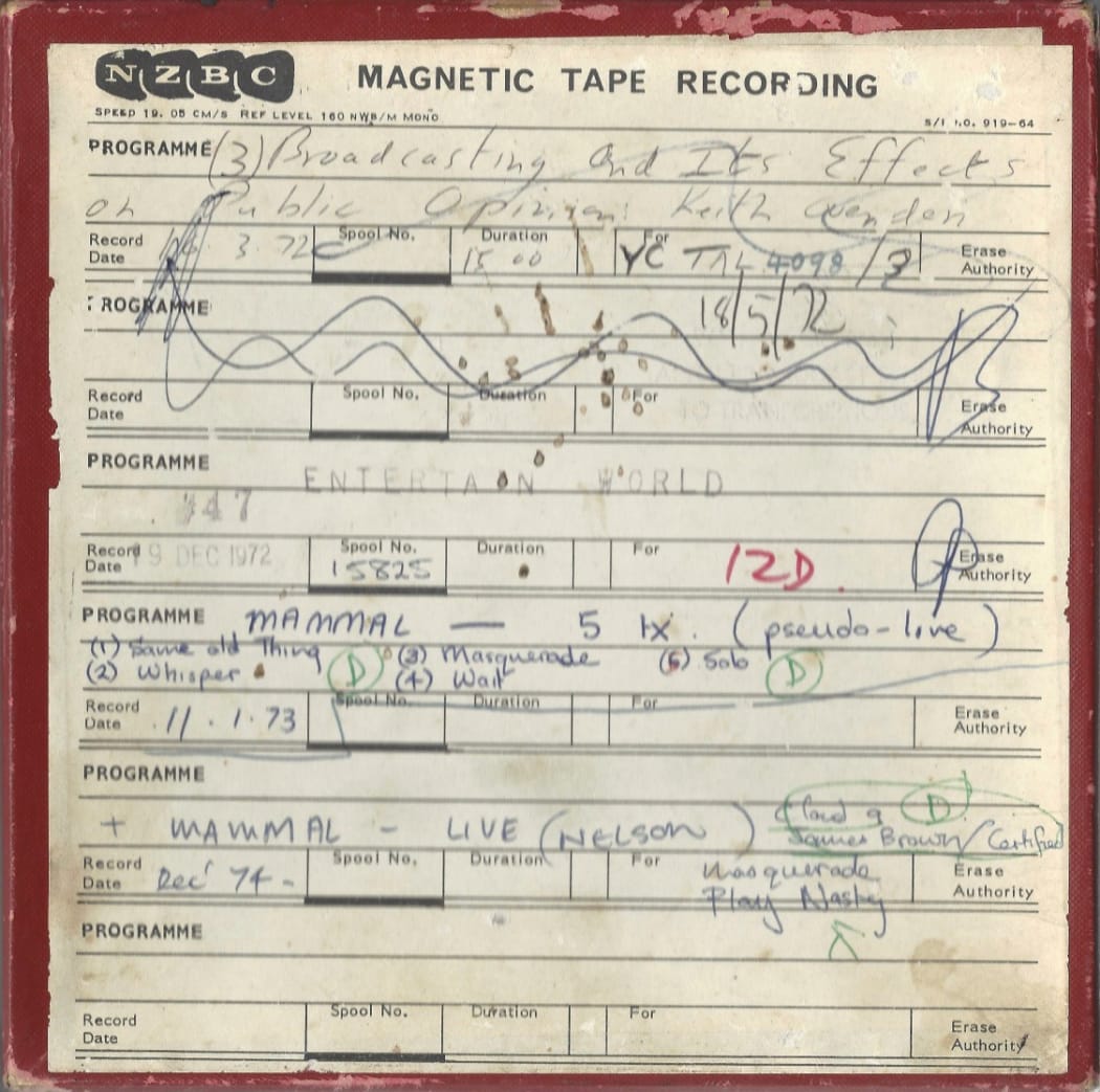 Mammal Live (Nelson) tape cover Dec '74