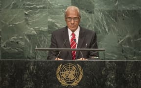 'Akilisi Pohiva speaking at the UN