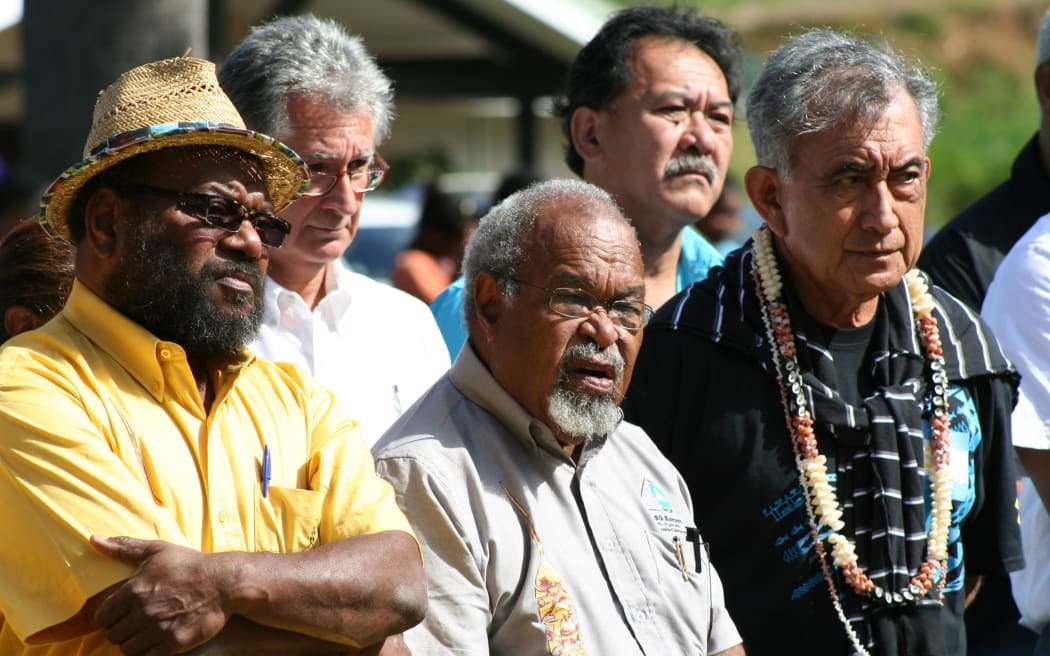 Pacific Leaders: front row Victor Tutugoro, Sir Michael Somare, Oscar Temaru