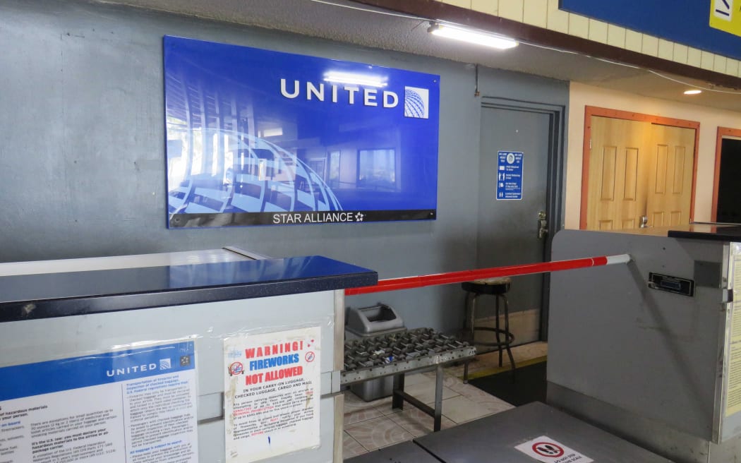 The United Airlines check-in area at Amata Kabua International Airport has not been used since mid-January due to unsafe conditions in the terminal. Passenger service is expected to resume shortly following emergency renovations.