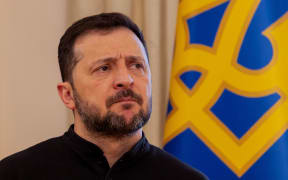 Ukraine's President Volodymyr Zelensky gives a press conference in Kyiv on 19 February.