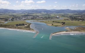 Conceptual image of Opotiki harbour training structures