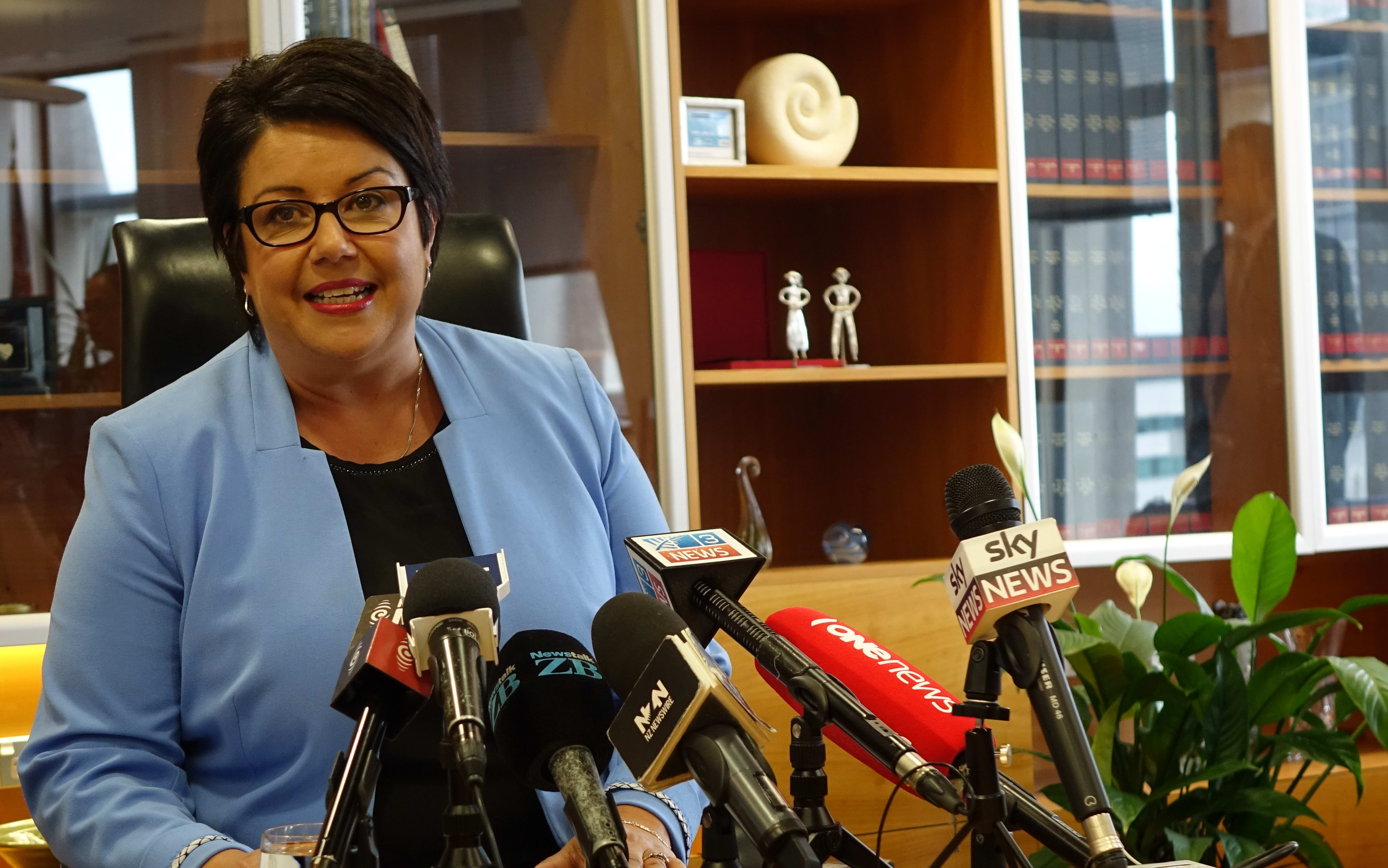 Associate Finance Minister Paula Bennett speaks in Wellington on 17 September 2015 following the government's rejection of a Chinese company's application to purchase Lochinver Station.