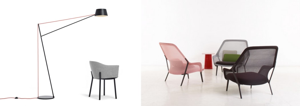 Simon James Design - Spar Floor Light by Jamie McLellan, Slow chair by Rowan and Erwan Bouroullec