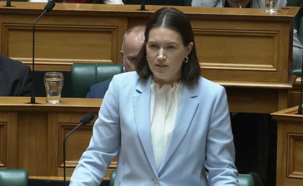 Workplace Relations Minister Brooke van Velden speaking in Parliament, 14 May 2025.