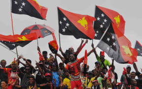 Papua New Guinea supporters at the Pacific Games
