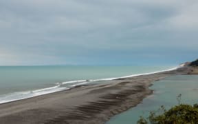 The estuary of the Hurunui River where it meets the sea in Canterbury.