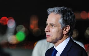 US Secretary of State Antony Blinken looks on as he arrives in Abu Dhabi on January 7, 2024, during his week-long trip aimed at calming tensions across the Middle East. (Photo by EVELYN HOCKSTEIN / POOL / AFP)