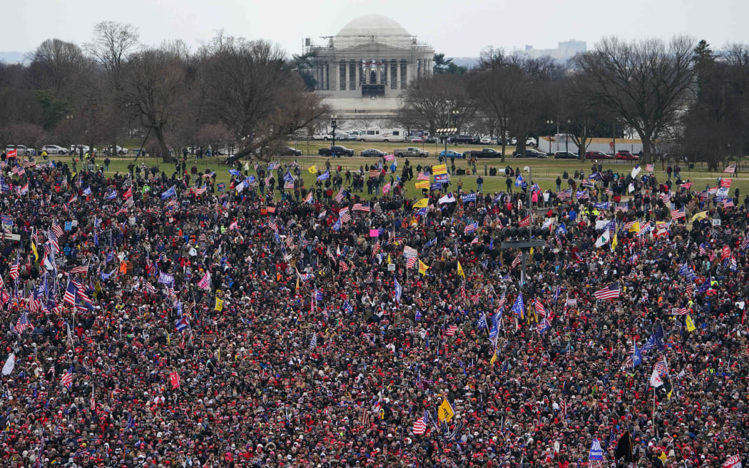Supporters of then-US President Donald Trump demonstrate on the National Mall on 6 January, 2021, in Washington, DC.