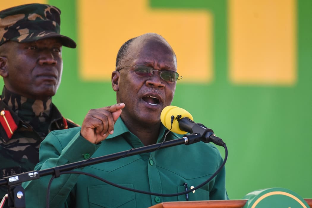 Tanzania President John Magufuli speaks during the official launch of the party's campaign for the October general election at the Jamhuri stadium in Dodoma, Tanzania on August 29, 2020.